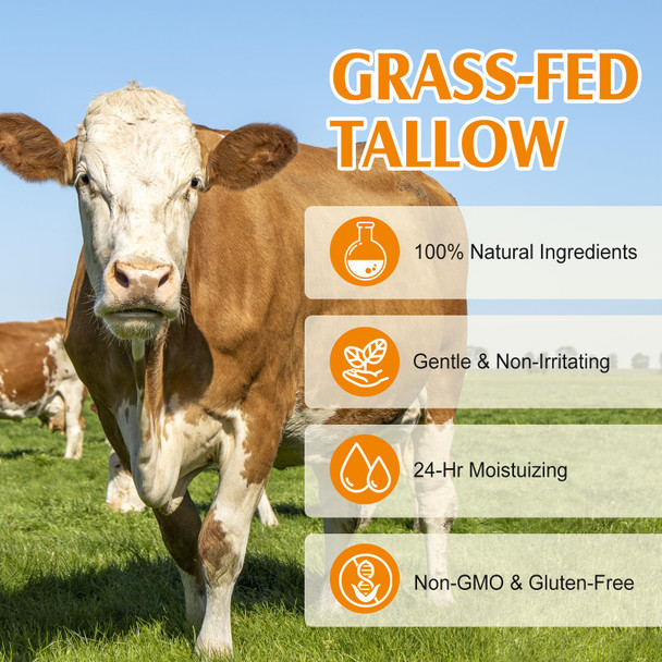 Gorgeurora Beef Tallow Skin Care Beef Tallow and Honey Cream 120g Beef Tallow Moisturizer Natural Organic Grass - Fed Whipped Beef Tallow and Honey Balm - Deeply Moisturizing for Face & Body Softens Dry