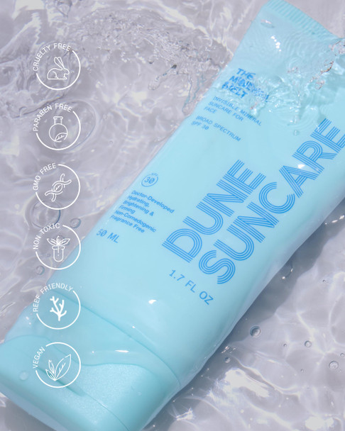 Dune Suncare The Mineral Melt - Clear Mineral Sunscreen For Face - Broad Spectrum SPF 30 Sunblock Clinically-proven Anti-Aging Sun Protector Hydrating Skin-Brightenings Fragrance Free (1.7 Fl Oz)