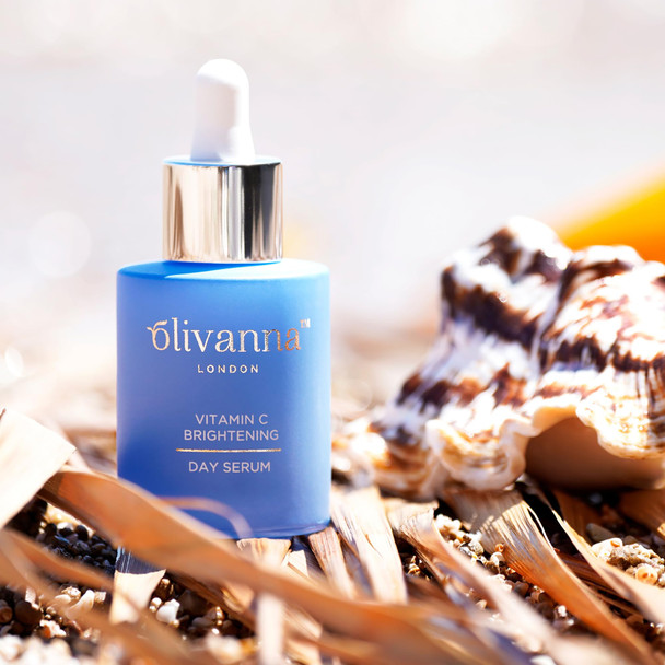 Olivanna Vitamin C Brightening Day Serum - Face Serum with Hyaluronic Acid Squalene and Cornflower - Enhances Skin Suppleness - 1 oz