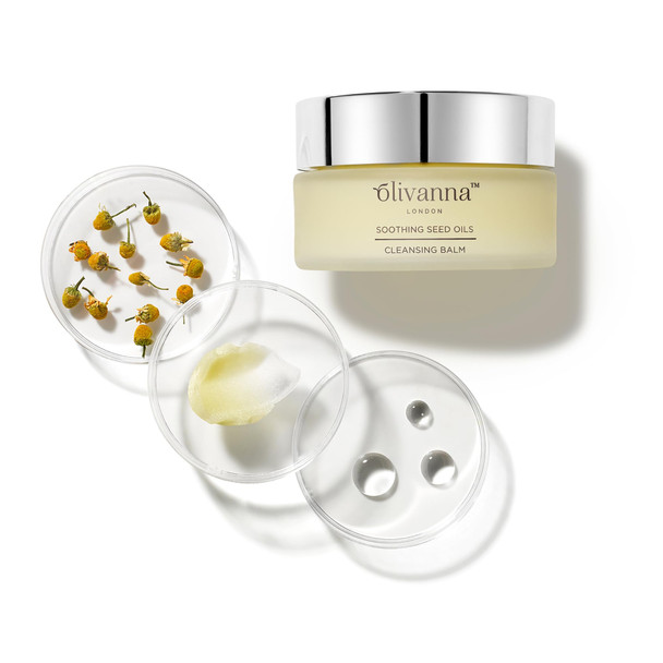 Olivanna Soothing Seed Oils Cleansing Balm - Nourishing Facial Cleanser with Rosehip Oil Squalane Omega 3 and Essential Oils - 3.3 oz