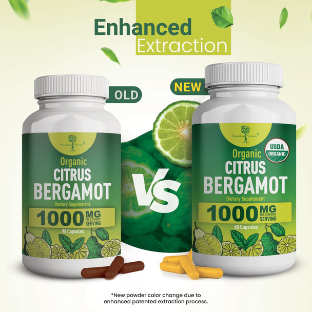 Nourishing Nutrients Organic Citrus Bergamot Supplement - Only USDA Cardiologist Formulated with 200+ Scientific Studies -1000mg - Patented Extract Heart Cholesterol & Lipid - Italian Bergamot High Polyphenols 60caps