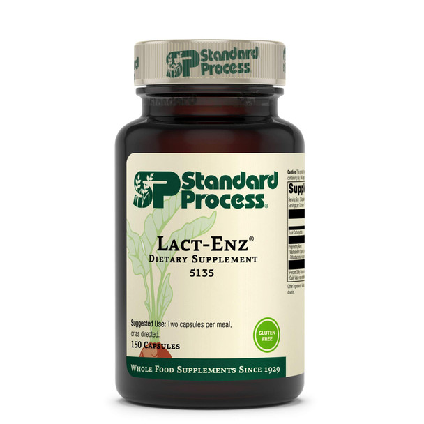 Standard Process Lact-ENZ - Whole Food Immune Support, Digestion and Digestive Health with Bifidobacterium Longum, Cellulase, Protease, Amylase, Lipase, Maltodextrin and More - 150 Capsules