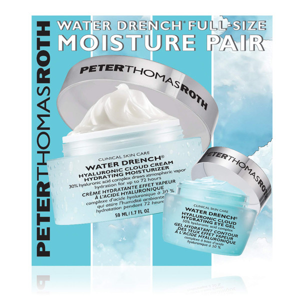 Peter Thomas Roth Water Drench Full-Size Moisture Pair 2-Piece Kit, Hydrating Skincare Set With Hyaluronic Acid, 2 ct.