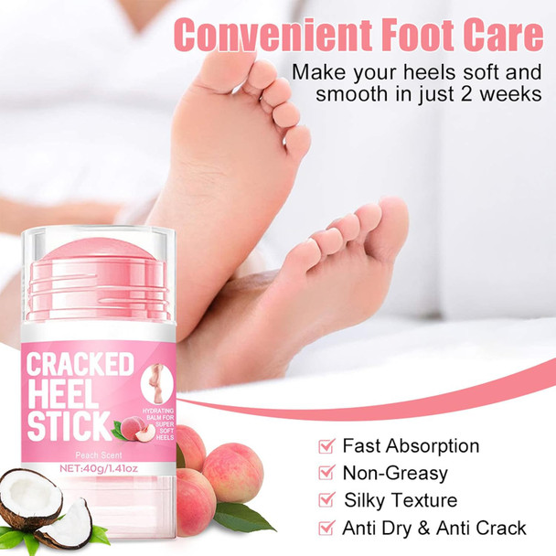 Peach Foot Hand Cream Stick Hydrating And Anti-Cracking Foot Cream Exfoliating Moisturizer For Dry Cracked Hands Elbows Feet Knees Dead Skin Remover Foot Balm