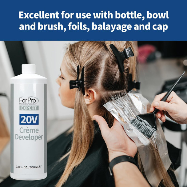 Forpro Expert 20 Volume Crème Developer For Hair Lightening Gray Coverage & Color Deposit With Standard Lift 32 Fl Oz