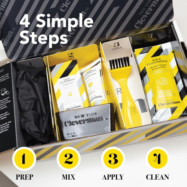 3X2 Cleverman Jet Black Hair & Beard Dye For Black Men. All-In-One Reusable Kit - For Natural-Looking Results. Professional-Quality Color For Beard & Mustache. Ammonia-