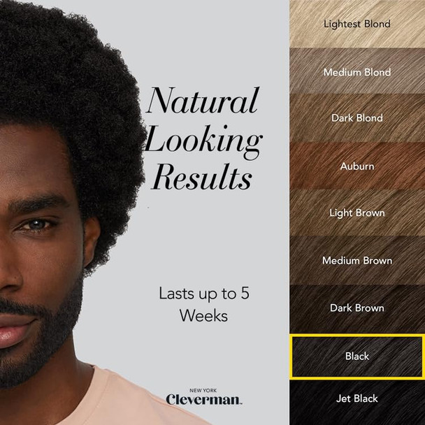 3X2 Pack Cleverman Black Hair & Beard Dye For Black Men. All-In-One Reusable Kit - For Natural-Looking Results. Professional-Quality Color For Beard & Mustache. Ammonia-