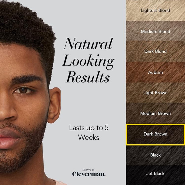 3X2 Pack Cleverman Dark Brown Hair & Beard Dye For Black Men. All-In-One Reusable Kit - For Natural-Looking Results. Professional-Quality Color For Beard & Mustache. Ammonia-