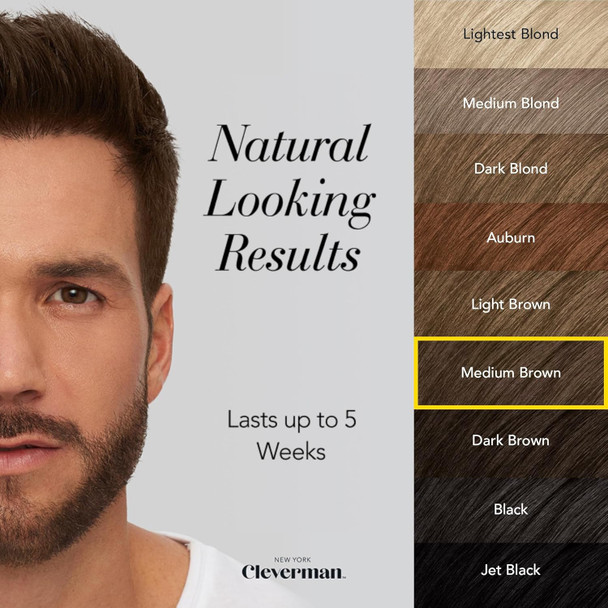 Cleverman Medium Brown Hair & Beard Dye For Men All-In-One Reusable Kit - Mens Color For Natural-Looking Gray Coverage Professional-Quality And Ammonia- For Hair Beard & Gray Mustache