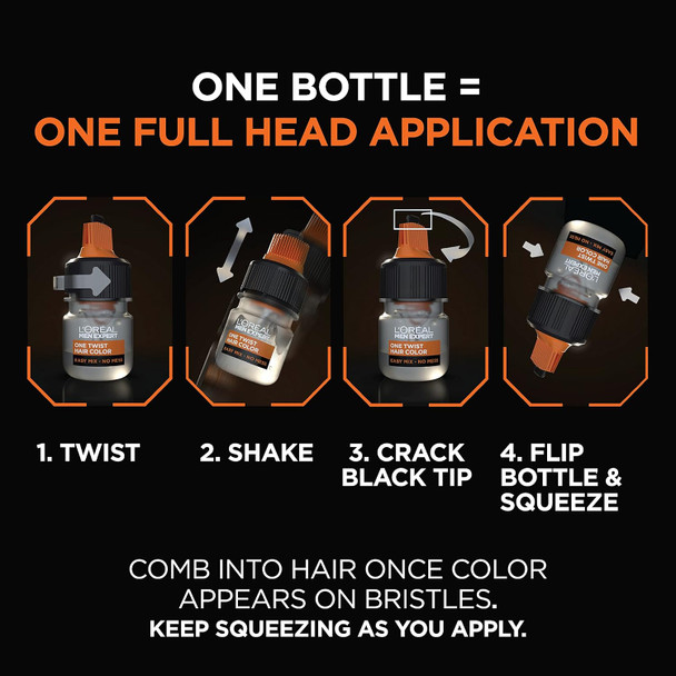 L’Oreal Paris Men Expert One Twist Mess  Permanent Hair Color Mens Hair Dye To Cover Grays Easy Mix Ammonia  Application Dark Brown 03 2 Application Kit