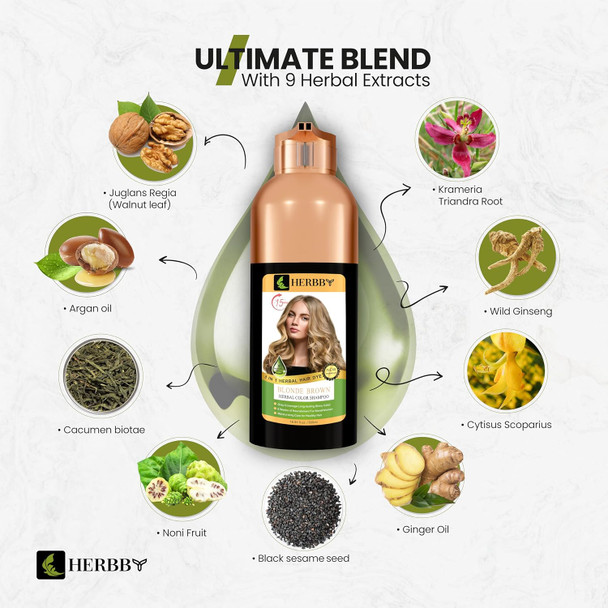 Hair Color Shampoo For Gray Hair Coverage&Color Transform With 9 Herbal Extracts –Long Lasting(6-8 Weeks)Shinyevenly Coloredinstant Hair Dye Shampoo&Conditioner 500 Ml (Blonde Brown Color)
