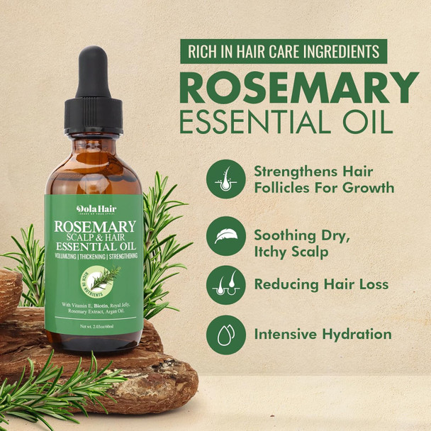 Organic Essential Rosemary Oil For Hair Growth Thin Hair Healthy Scalp And Skin (2.03 Oz)