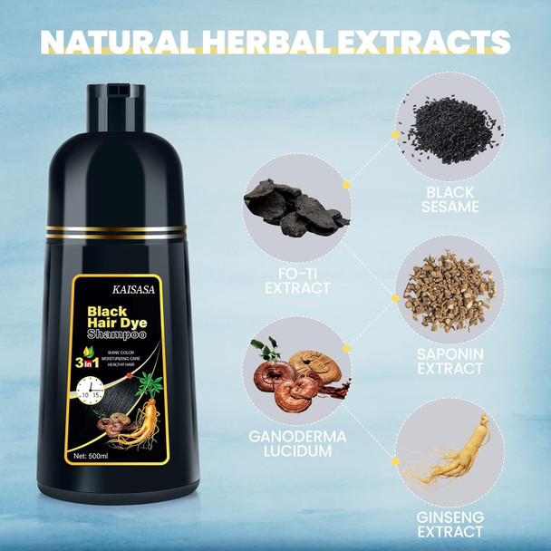 Kaisasa Black Hair Dye Shampoo 3 In 1 And Vc Clay Face Mask Bundle