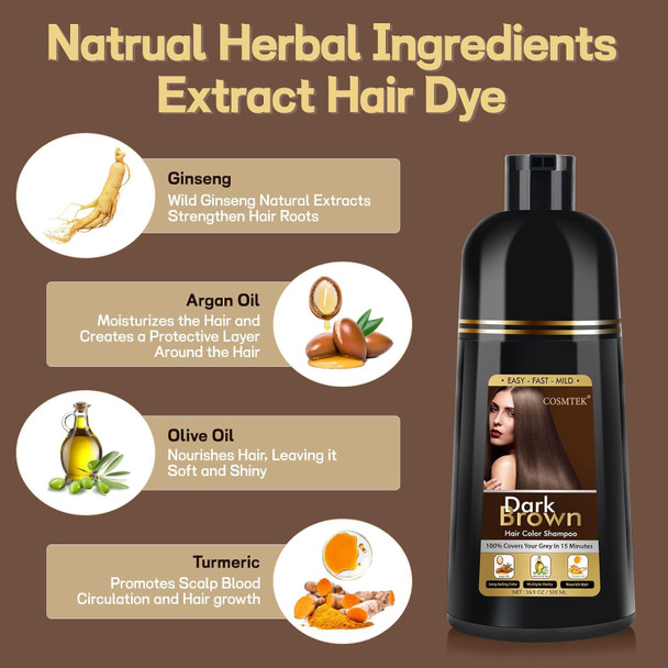 Tek Dark Brown Hair Dye Shampoo 3 In 1 And Vc Clay Face Mask Bundle