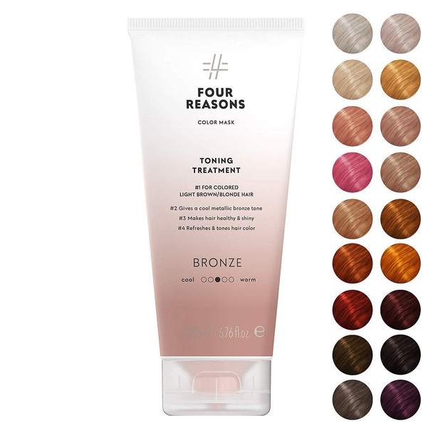 Four Reasons Color Mask Bronze Toning Shampoo 8.5 Fl Oz & Toning Treatment 6.8 Fl Oz – Bundle - Vegan Cruelty-