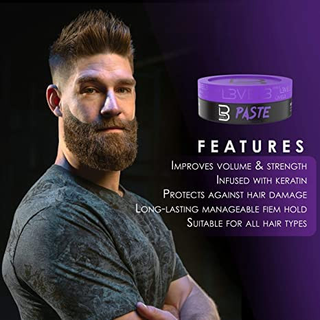 L3 - Level 3 Paste - Long-Lasting Hold - Improves Strength And Volume Of Hair - Protects Against Hair Damage - Level Three Men Styling Product (Sample Powder Included Paste)