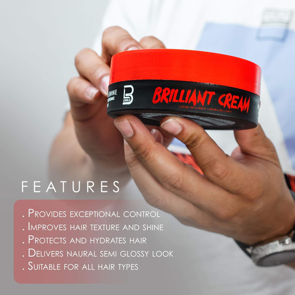 L3 Level 3 Brilliant Cream - Improves Hair Texture And Shine - Delivers A Natural Hair Style Look Hydrates Your Hair