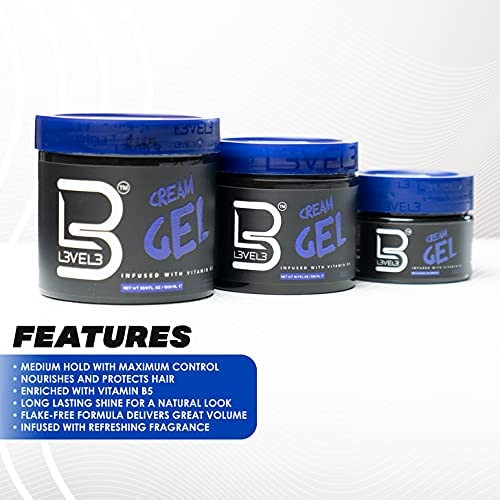 L3 Level 3 Cream Gel And Sample Powder - Provides Volume And Medium Hold - With Vitamins To Nourish And Protect Hair Level Three Mens Hair Styling Cream