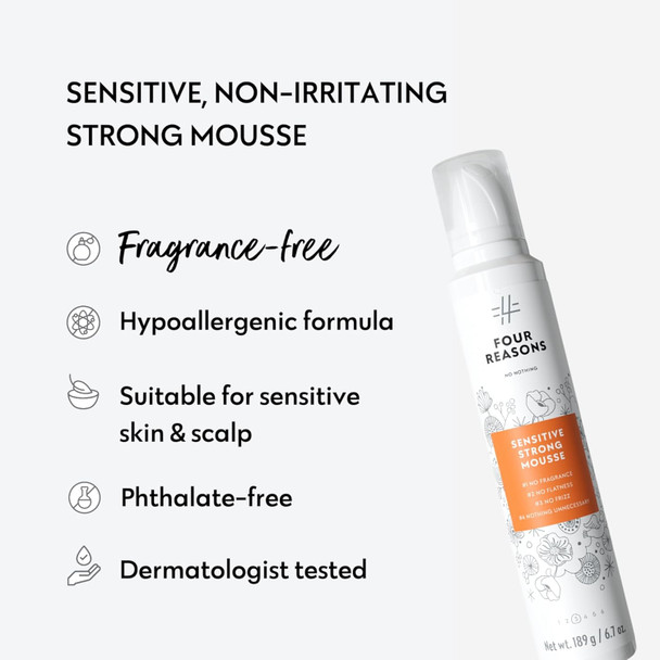 No Nothing Very Sensitive Strong Hair Mousse - Volumizing Hypoallergenic Fragrance Paraben & Alcohol  Unscented Gluten & Soy  - 6.8 Oz ( Packaging)