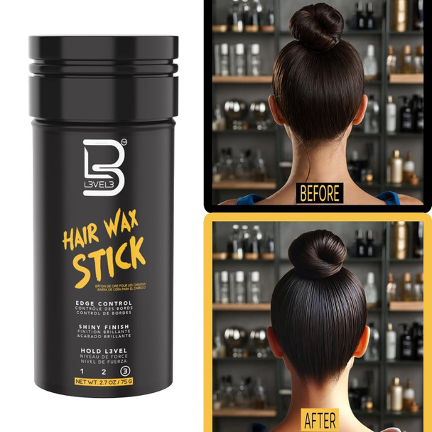 L3 Level 3 Hair Wax Stick 2.7 Oz - Hair Smoothing Stick With Coconut Oil And Mineral Oil - Gives Hair A Sleek Polished Look With Edge Control