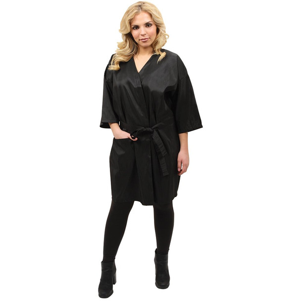Forpro Deluxe Stylist Kimono Black Ultra-Comfortable With Two Pockets 38” L 14” Sleeves 28” Shoulder