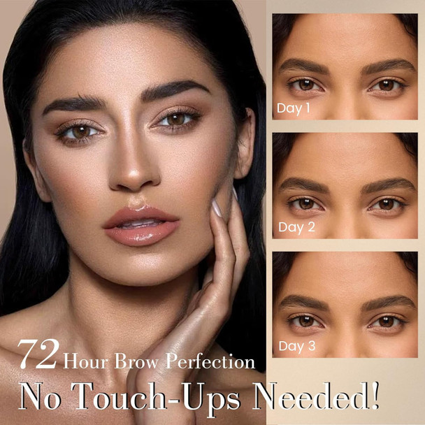 Tattoo Eyebrow Gel Easy Peel Off - Brown Eye Brow Gel Eyebrow Dye Eyebrow Tattoo Peel Off Natural Safe Brow Color For Women Sparse Brows Easy Use Lasts 3 Days Waterproof & Transfer-Proof - 01
