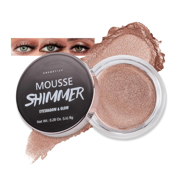 Erinde Shimmer Cream Eyeshadow Highlighter Creme Eye Shadow Palette Waterproof Long Lasting Soft Shimmer Glitter Eye Brightener Makeupvegan & Cruelty 08 Rose Gold