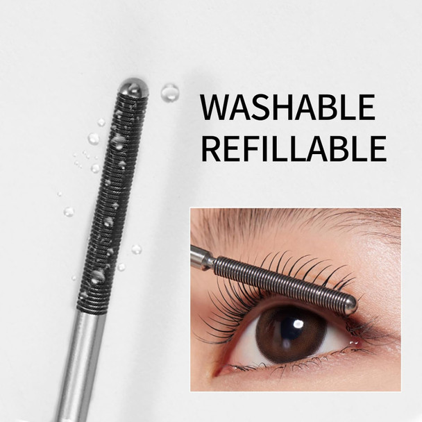 Erinde Black Washable Metal Mascara Waterproof Iron Wand Mascara Brushless Metal Wand Super Voluming Lash Extensions Long Lasting Smudge-Proof No Flaking Tint Erinde Black Washable Metal Mascara Waterproof Iron Wand Mascara Brushless Metal Wand Super Voluming Lash Extensions Long Lasting Smudge-Proof No Flaking Tint