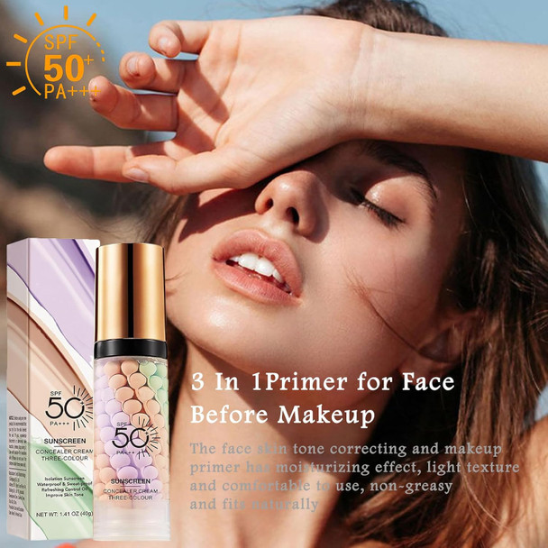 One Step Color Corrector Primer 3 In 1 Primer For Face Before Makeup Face Tinted Moisturizer Sunscreen Isolation Creamspf 50Makeup Primer Oil Control & Concealer Skin Tone Correctingradiance Skin