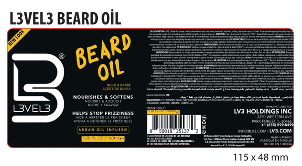 L3 Level 3 Beard Oil - Promotes Fast Beard Growth Soften And Restores Facial Hair - Level Three Scented Beard Oil For Men Growth