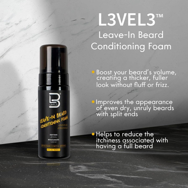 L3 - Level 3 Leave-In Beard Conditioner Foam - Beard Hydrator - Soften And Moisturizes Facial Hair