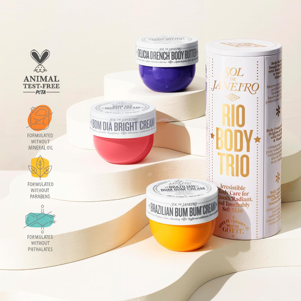 Sol De Janeiro Rio Trio Body Cream Discovery Set - Brazilian Bum Bum Cream Delicia Drench Body Butter Bom Dia Bright 50 Ml -  Exclusive