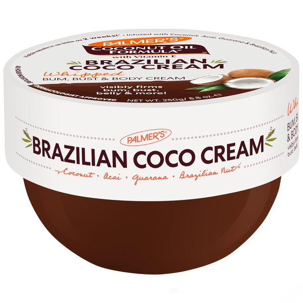 Palmer'S Coconut Oil Formula Brazilian Coco Cream With Vitamin E 8.8 Fl Oz Whipped Bum Bust & Body Cream Helps With Skin Tightening & Firming