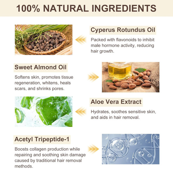 Cyprus Rotundus Oil For Hair Removal - Reducing Body Hair Growth  100% Pure Cyperus Rotundus Essential Oil For Smooth Skin & Hair Removal 60Ml