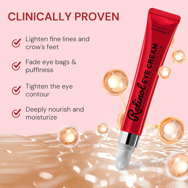 Retinol Anti Aging Eye Cream: Under Eye Treatment For Wrinkles & Dark Circles- Hydrating & Reviving Peptide Serum - Instant Reduce Bags & Puffiness For Women 0.85 Fl.Oz