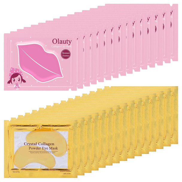 30 Pairs Lip Masks & Eye Mask For Mothers Day s 24K Gold Gel Under Eye Patches For Puffy Eyes Crystal Collagen Moisturizing Lip Masks Nourishes Lip&Eye Skin For Reducing Fine Lines Dark Circle