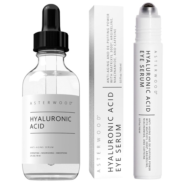 Asterwood Hyaluronic Acid Serum (2 Oz) + Hyaluronic Acid Eye Serum