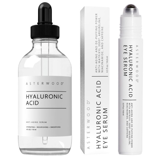 Asterwood Hyaluronic Acid Serum (4 Oz) + Hyaluronic Acid Eye Serum