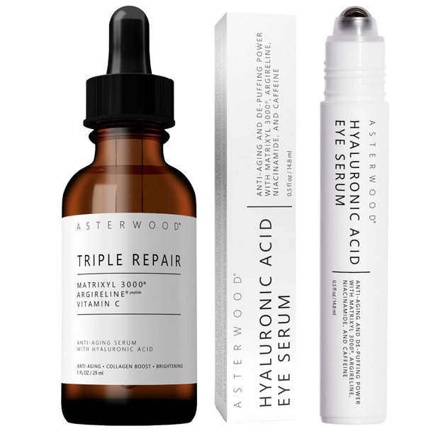 Asterwood Triple Repair Serum (1 Oz) + Hyaluronic Acid Eye Serum