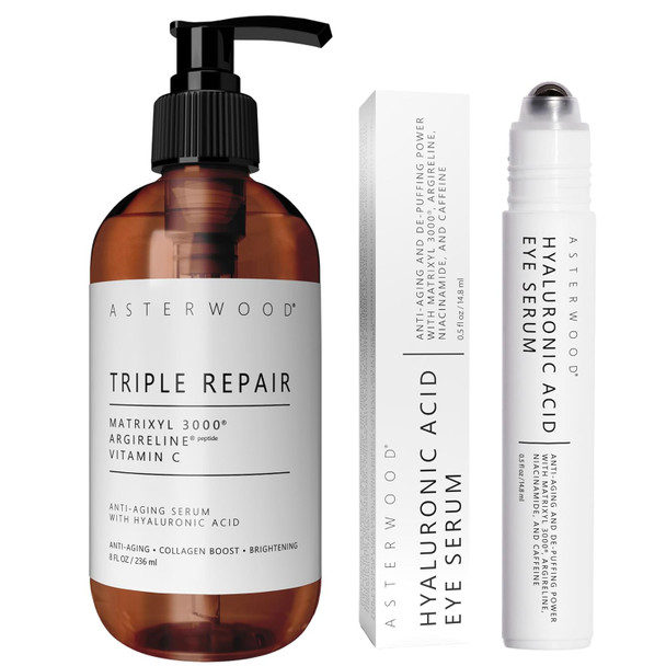 Asterwood Triple Repair Serum (8 Oz) + Hyaluronic Acid Eye Serum