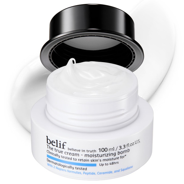 Belif Moisturizing Bomb – Daily Ceramide Moisturizer With Peptide & Squalane 48Hr Hydration & Anti-Aging Cream Milky & Lightweight Restores Skin Barrier Korean Skincare 3.3 Fl Oz (100Ml)
