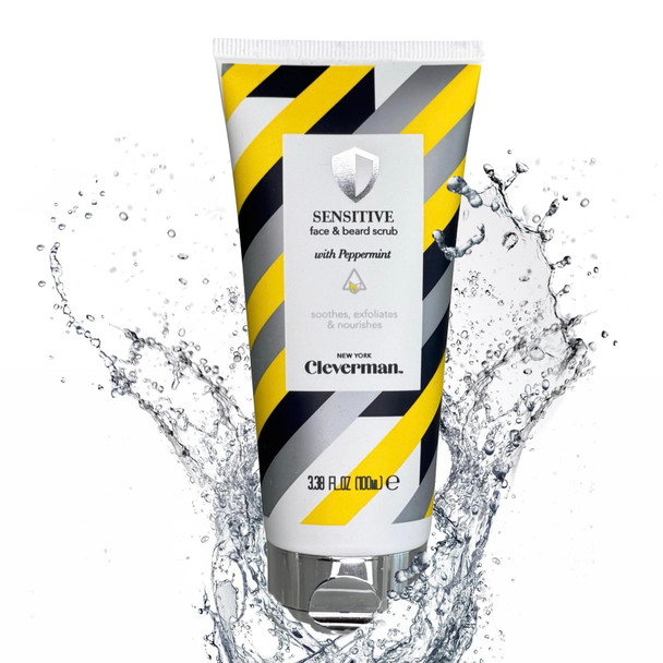 Cleverman Sensitive Face And Beard Scrub For Men 100Ml Peppermint-Infused Exfoliating Facial Cleanser
