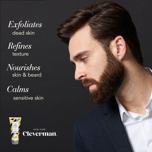 Cleverman Sensitive Face And Beard Scrub For Men 100Ml Peppermint-Infused Exfoliating Facial Cleanser