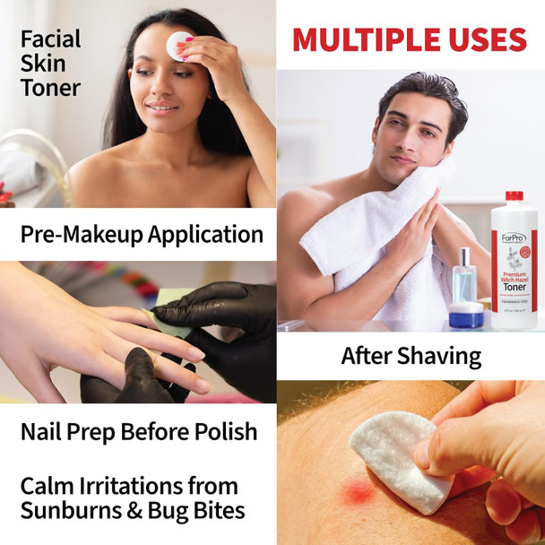 Forpro Premium Witch Hazel Toner Alcohol- Naturally Soothe Tone & Hydrate Skin Vegan Fragrance- 32 Fl Oz