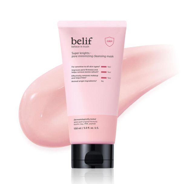 Belif Super Knights - Pore Minimizing Cleansing Mask 2-In-1 Facial Mask & Cleanser  Korean Skincare (5.0 Fl. Oz)