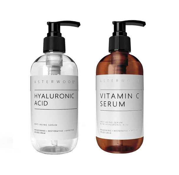 Asterwood Hyaluronic Acid Serum + Vitamin C Serum (8 Oz Each)