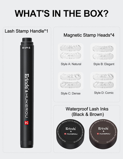 Erinde Lower Lash Stamp For Bottom Eyelashes Magnetic Eyelash Stamper With Black & Brown Inks Waterproof Long-Lasting Smudge-Proof Bottom Lash Stamp Natural Look For Women Daily Makeup