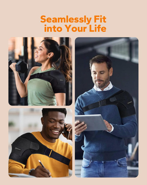 Komoko Shoulder Brace Rotator Cuff Support Brace And Arm Sling For Pain Relief Shoulder Compression Sleeve For Preventing Strains And Dislocation Adjustable Fits Left And Right Arm Men & Women