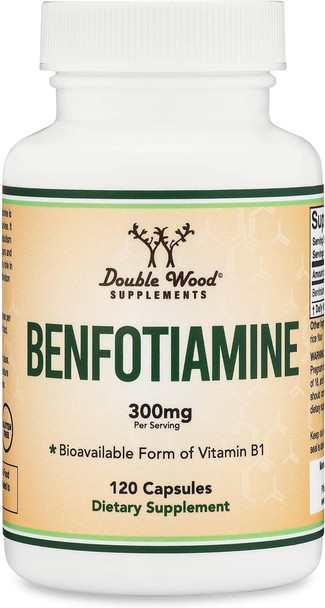 Benfotiamine 300mg Servings Third Party Tested 120 Capsules 150mg Per Cap Non-GMO to Boost Thiamine B1 Levels (More Absorbable Than Thiamine Fat Soluble by Double Wood Benfotiamine 300mg Servings Third Party Tested 120 Capsules 150mg Per Cap Non-GMO to Boost Thiamine B1 Levels (More Absorbable Than Thiamine Fat Soluble by Double Wood