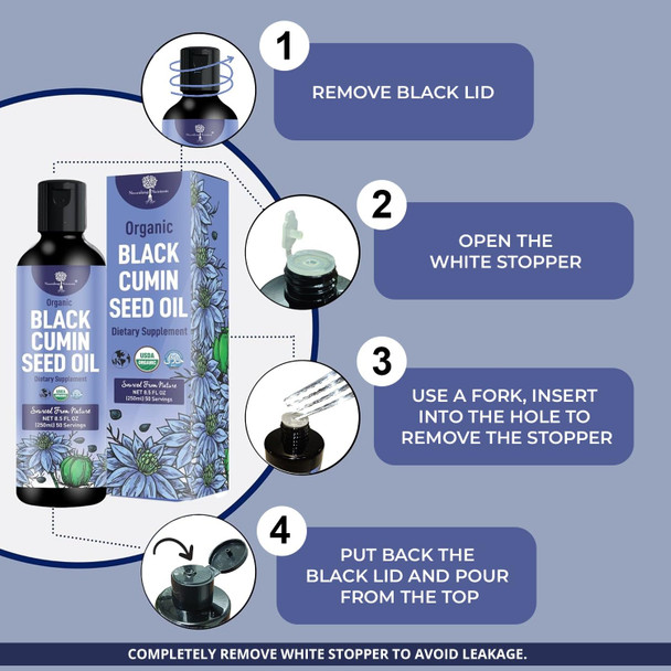Nourishing Nutrients Organic Black Cumin Seed Oil-USDA-Cold Pressed –up to 6X Stronger Thymoquinone- Pure Nigella Sativa Cumin Seeds - Premium Supplement for Immune Support Antioxidant Calming Skin & Hair (8.5 oz)